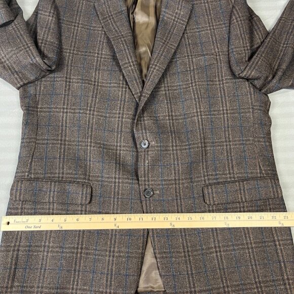 Lauren Ralph Lauren Blazer Mens 44R Brown Blue Plaid Wool Sport Coat Jacket - Picture 12 of 16